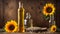 Bottle oil sunflower flower fresh wooden food seeds natural product glass organic