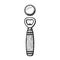 Bottle opener and beer cap. Black and white isolated vector illustration.