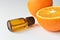 Bottle of orange fruit essential oil. Aromatherapy treatment. Naturopathic medicine