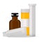 Bottle pack template mockup blank pharmaceutical blister of pills and capsules tube container for drugs clean plastic