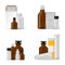 Bottle pack template mockup blank pharmaceutical blister of pills and capsules tube container for drugs clean plastic