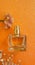 Bottle perfume atomizer care aromatic elegant container beautiful bloom flower on a
