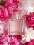 Bottle of perfume flower peony product elegance composition