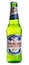 Bottle of Peroni Pilsener beer on white