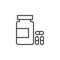 Bottle of pills line icon, outline vector sign, linear style pictogram isolated on white