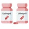 Bottle of pills, lisinopril is a medication of the angiotensin-converting enzyme ACE inhibitor class used to treat high blood pr