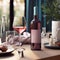 A bottle of pink wine and glasses grace the table. Bathed in the gentle sunrays, the scene embodies modern elegance and simplicity