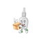 Bottle with pipette cartoon design style having gift box