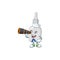 Bottle with pipette in Sailor cartoon character style using a binocular
