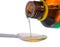 Bottle pouring Medicine Syrup in Dose Spoon