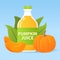 Bottle of pumpkin juice. Realistic vector illustration.