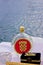 Bottle of rakija Slivovitz by the sea