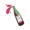 The bottle of red wine vector hand drawn illustration. Red wine pouring. Alcohol splashing.