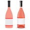 Bottle of rose wine. Colored flat and 3d drawings