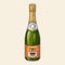 Bottle sparkling wine sticker colorful