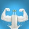Bottle With Splash Of Milk In Form Of Strong Arm
