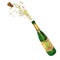 Bottle with splashing champagne