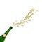 Bottle with splashing champagne