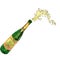 Bottle with splashing champagne