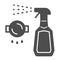 Bottle spray cleaner solid icon, Cleaning tools concept, spray for grease sign on white background, detergent liquid