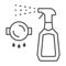 Bottle spray cleaner thin line icon, Cleaning tools concept, spray for grease sign on white background, detergent liquid