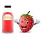 Bottle of strawberry juice with cute strawberry cartoon