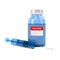 Bottle vaccine and syringe on white background. Isolated 3D illustration
