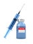 Bottle vaccine and syringe on white background. Isolated 3D illustration