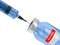 Bottle vaccine and syringe on white background. Isolated 3D illustration