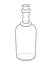 Bottle - vector linear picture for coloring. Vintage empty bottle closed by a cork. Outline. Hand drawing.