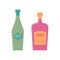 Bottle of vermouth and liquor. Great design for any purposes. Icon bottle with cap and label. Flat style. Color form. Party drink