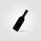 Bottle of wine black vector logo with soft shadow
