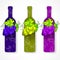Bottle wine with grapes and pattern