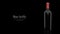 A bottle of wine made of dark glass on a black background. Alcohol close-up. Soft glares, 3d render.Template for design,