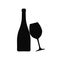 Bottle of wine and wineglass icon, logo, sign, emblem  vector