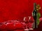 Bottle, wineglass, grapes and dynamics splash wine