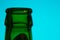 Bottleneck in green color, Empty close-up Bottle