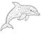 Bottlenose dolphin - antistress coloring book - vector linear picture for coloring. Sea animal - bottlenose dolphin - antistress