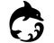 Bottlenose Dolphin Dives Into the Sea Wave - vector stylized silhouette illustration for logo or pictogram. Jumping Dolphin and wa