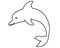 Bottlenose dolphin - vector stylized linear picture for coloring pages, logo or pictogram. Outline. Jumping Dolphin emerging from