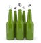 Bottles with beer and opening cap. 3d isolated