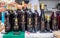 Bottles of blackberry wine on sale at street market in Rijeka town