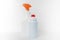 Bottles for cleaning plumbing, sinks, bathtubs, toilet bowls on a white background