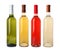 Bottles of expensive wines on white background