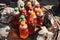 Bottles with fish oil extracted from fish using traditional methods at El Molo village, Kenya