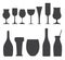 Bottles and Glasses Outline Icons