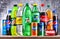 Bottles of global soft drink brands