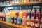 Bottles of natural sodas, tonics, milks, juices and probiotic beverages. Every choice highlights novel options for natural
