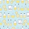 Bottles of oil Vase and lemon-Spa in the country. Seamless Repeat Pattern