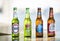 Bottles of popular assorted beers